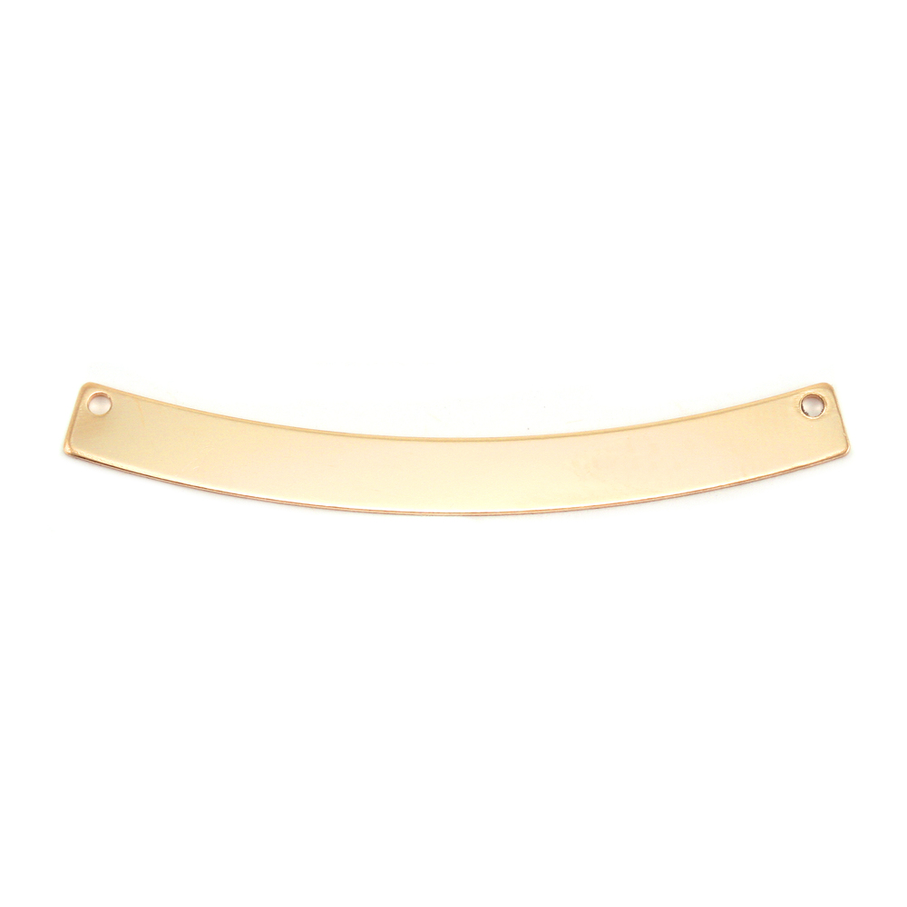 Metal Stamping Blanks Gold Filled Curved Rectangle Bar with Holes, 40mm (1.57") x 4mm (.16"), 24g